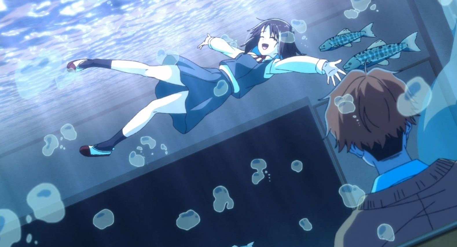 花奈朗读时，画面演出会显示她随着朗读内容而沉浸投入